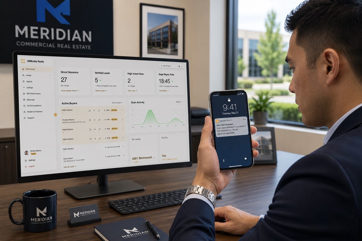 Agent receives lead notification with dashboard